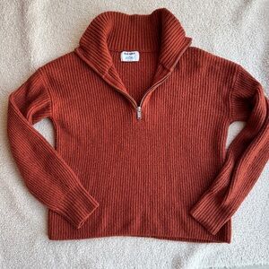 Old Navy Women's Quarter Zip Sweater in Burnt Orange